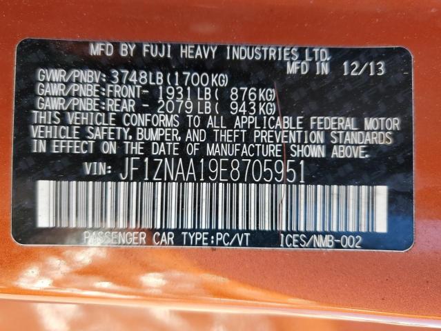 JF1ZNAA19E8705951 - 2014 TOYOTA SCION FR-S ORANGE photo 10