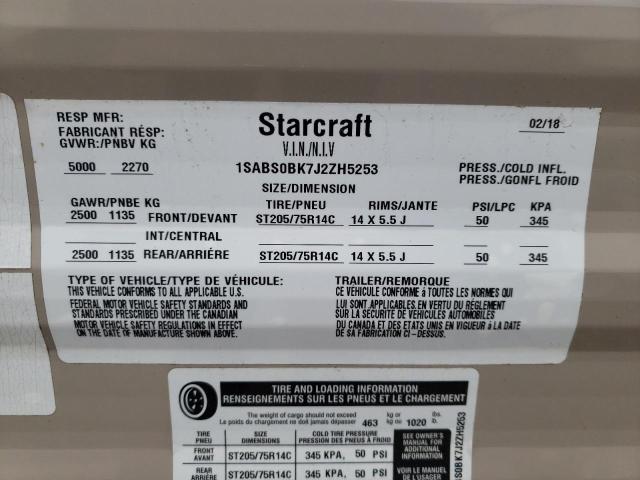 1SABS0BK7J2ZH5253 - 2018 STARCRAFT AUTUMN RID WHITE photo 10