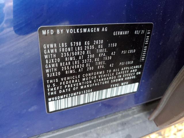 WVGDMPE20MP013364 - 2021 VOLKSWAGEN ID.4 FIRST BLUE photo 10