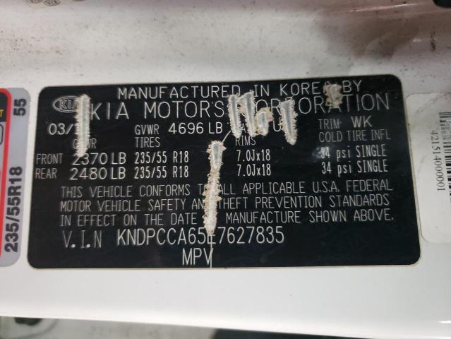 KNDPCCA65E7627835 - 2014 KIA SPORTAGE S WHITE photo 10