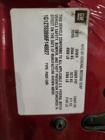 1G1ZT63896F148827 - 2006 CHEVROLET MALIBU MAX MAROON photo 10