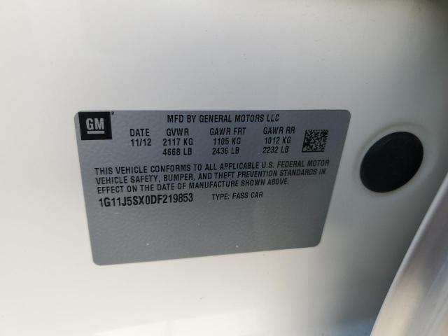 1G11J5SX0DF219853 - 2013 CHEVROLET MALIBU LTZ თეთრი ფოტო 10