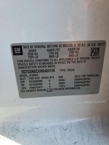 3GTU2NECXHG430136 - 2017 GMC SIERRA WHITE photo 10