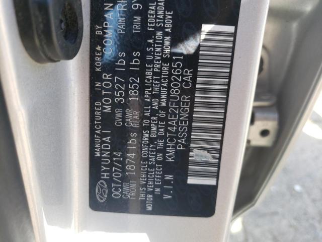 KMHCT4AE2FU802651 - 2015 HYUNDAI ACCENT SILVER photo 10