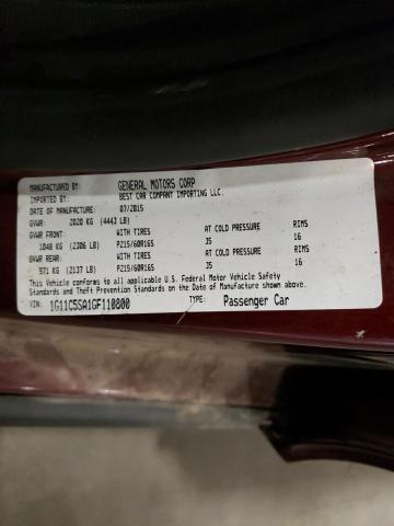 1G11C5SA1GF110800 - 2016 CHEVROLET MALIBU LIM MAROON photo 10