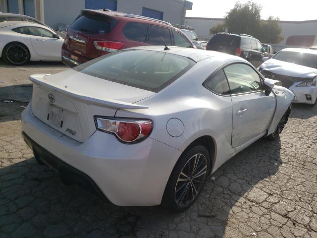 JF1ZNAA13E9702201 - 2014 TOYOTA SCION FR-S WHITE photo 4