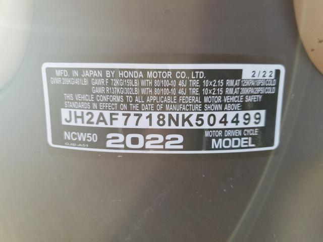 JH2AF7718NK504499 - 2022 HONDA NCW50 CREAM photo 10