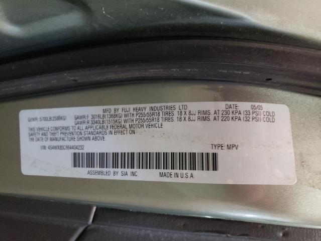 4S4WX85C664404232 - 2006 SUBARU B9 TRIBECA GREEN photo 10