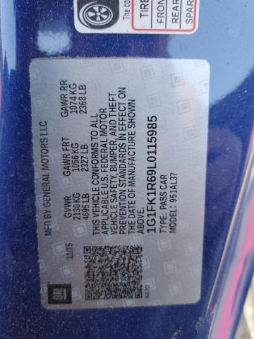 1G1FK1R69L0115985 - 2020 CHEVROLET CAMARO ZL1 蓝色 照片 10