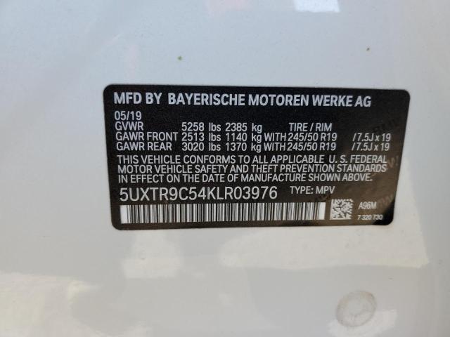 5UXTR9C54KLR03976 - 2019 BMW X3 XDRIVE3 WHITE photo 10