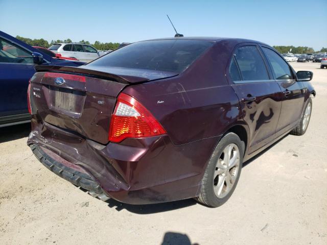 3FAHP0HA2CR254802 - 2012 FORD FUSION S F MAROON photo 4