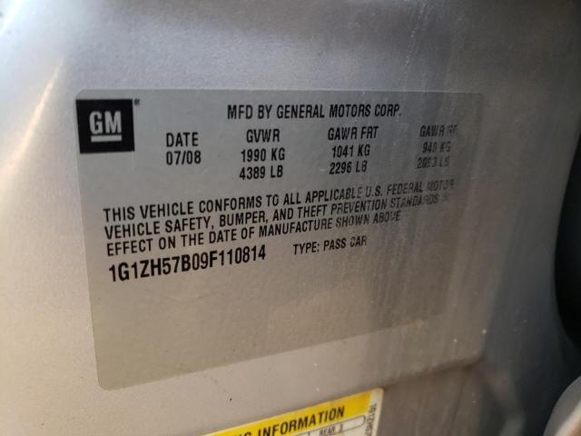 1G1ZH57B09F110814 - 2009 CHEVROLET MALIBU 1LT 银色 照片 10