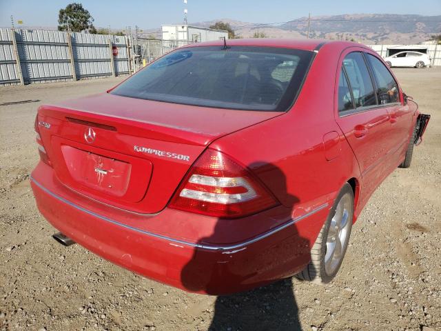 WDBRF40J25A683356 - 2005 MERCEDES-BENZ C 230K SPO RED photo 4