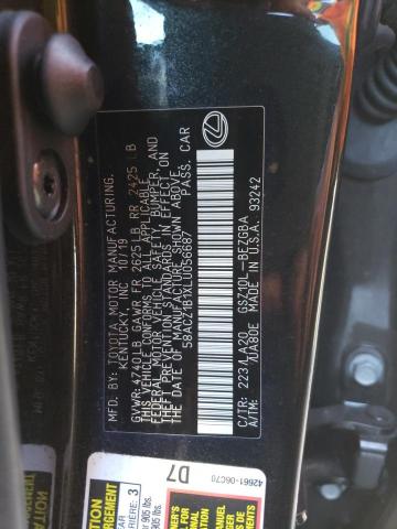 58ACZ1B1XLU056687 - 2020 LEXUS ES 350 BAS BLACK photo 10