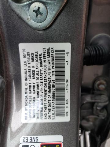 19XFA16669E019424 - 2009 HONDA CIVIC LX-S Boz foto 10