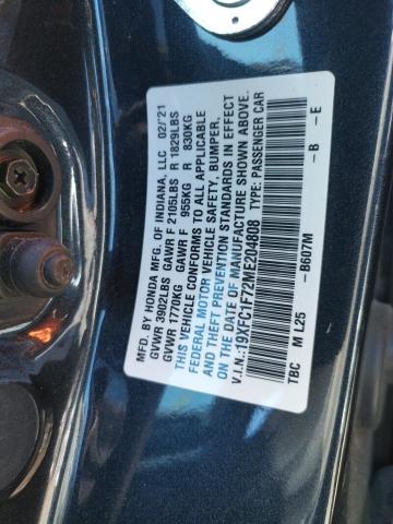 19XFC1F72ME204808 - 2021 HONDA CIVIC EXL Qara foto 10