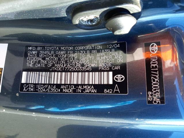 JTKDE177250033545 - 2005 TOYOTA SCION TC 灰色 照片 10