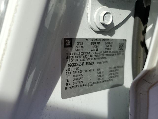 1GCGSBE34F1138229 - 2015 CHEVROLET COLORADO L WHITE photo 10