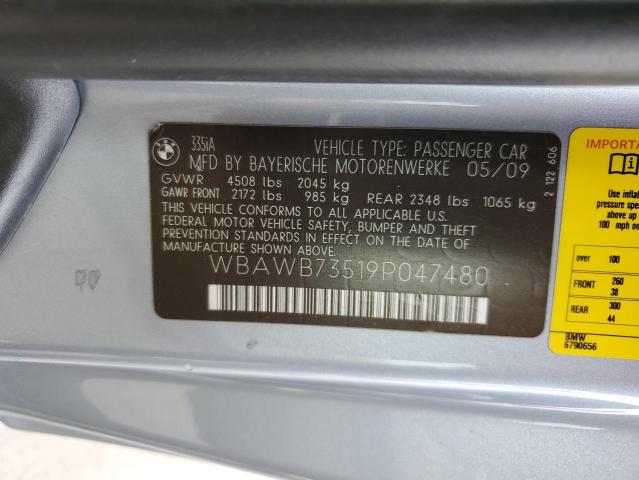 WBAWB73519P047480 - 2009 BMW 335 BLUE photo 10