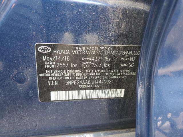 5NPE24AA6HH444092 - 2017 HYUNDAI SONATA ECO BLUE photo 10