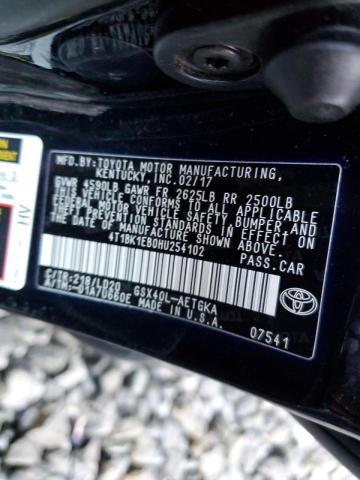 4T1BK1EB0HU254102 - 2017 TOYOTA AVALON XLE BLACK photo 10