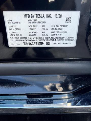 5YJSA1E49MF418328 - 2021 TESLA MODEL S Qara foto 10