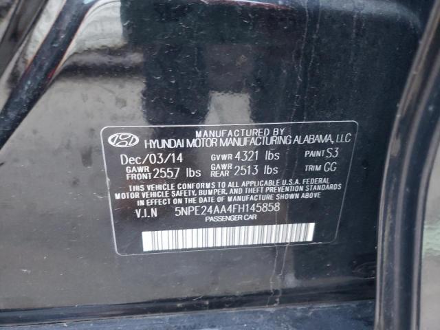 5NPE24AA4FH145858 - 2015 HYUNDAI SONATA ECO BLACK photo 10