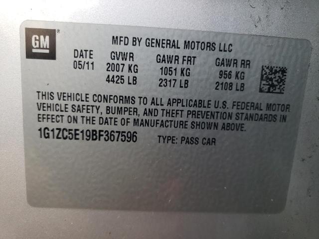 1G1ZC5E19BF367596 - 2011 CHEVROLET MALIBU 1LT 银色 照片 10