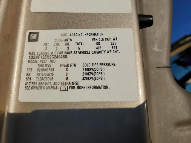 1G2NF12EX2C249463 - 2002 PONTIAC GRAND AM S GOLD photo 10