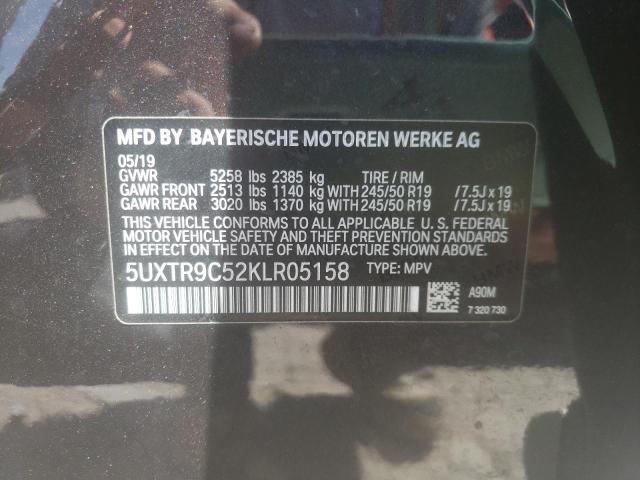 5UXTR9C52KLR05158 - 2019 BMW X3 XDRIVE3 CHARCOAL photo 10