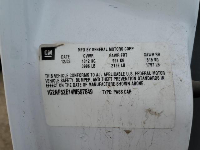 1G2NF52E14M597849 - 2004 PONTIAC GRAND AM S WHITE photo 10