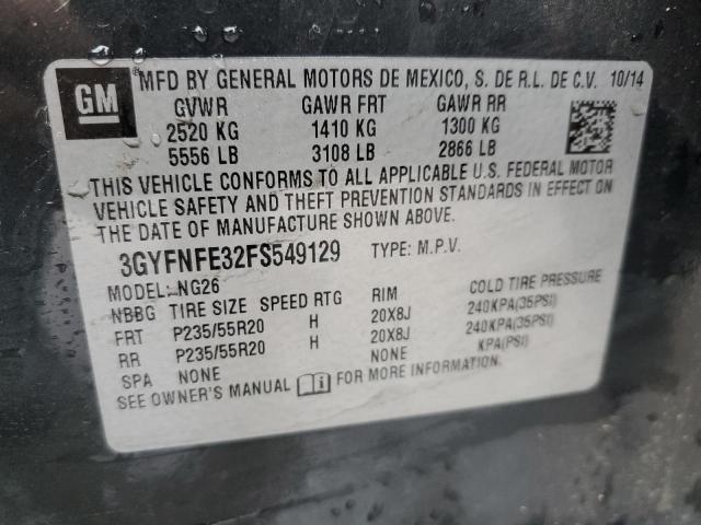 3GYFNFE32FS549129 - 2015 CADILLAC SRX PERFOR 灰色 照片 10