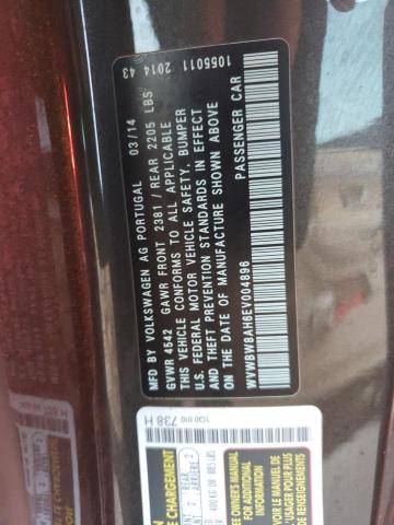 WVWBW8AH6EV004896 - 2014 VOLKSWAGEN EOS KOMFOR ყავისფერი ფოტო 10