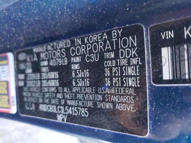 KNDCB3LC1L5415785 - 2020 KIA NIRO LX BLUE photo 10