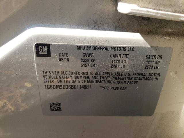 1G6DM5ED6B0114881 - 2011 CADILLAC CTS PERFOR კრემისფერი ფოტო 10