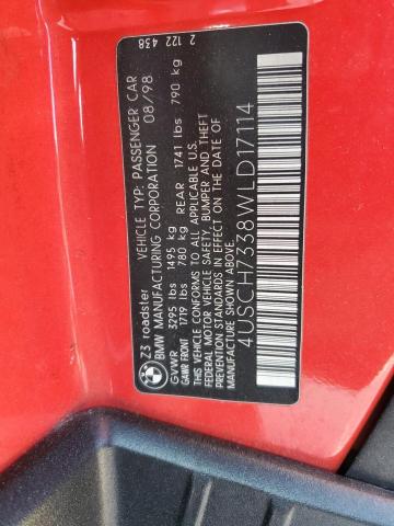 4USCH7338WLD17114 - 1998 BMW Z3 1.9 RED photo 10