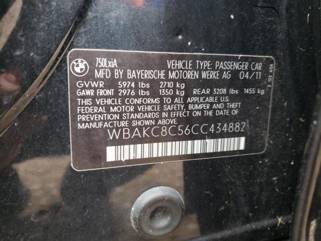 WBAKC8C56CC434882 - 2012 BMW 750 LI BLACK photo 10