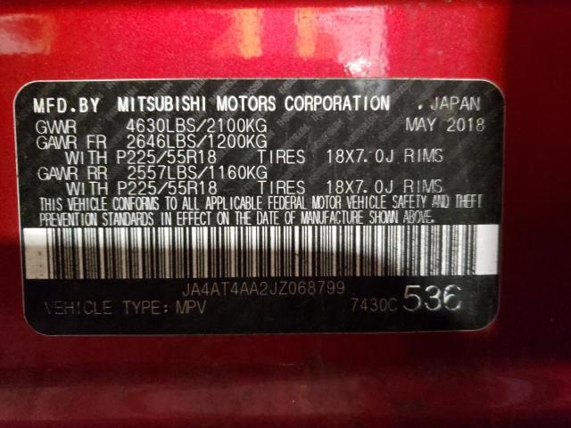 JA4AT4AA2JZ068799 - 2018 MITSUBISHI ECLIPSE CR RED photo 10