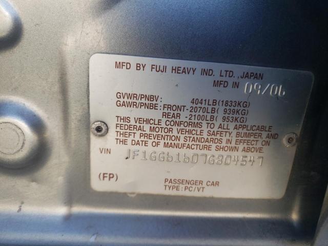 JF1GG61607G804547 - 2007 SUBARU IMPREZA 2. SILVER photo 10