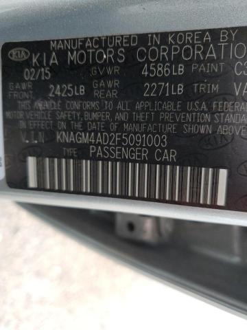 KNAGM4AD2F5091003 - 2015 KIA OPTIMA HYB SILVER photo 10