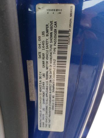 3VWRW31C68M521262 - 2008 VOLKSWAGEN NEW BEETLE 蓝色 照片 10