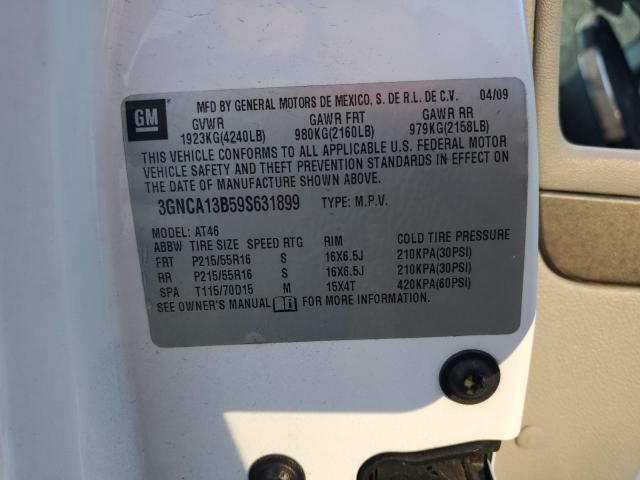 3GNCA13B59S631899 - 2009 CHEVROLET HHR LS WHITE photo 10