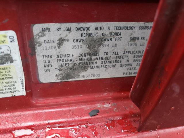 KL1TD56E59B627903 - 2009 CHEVROLET AVEO LS 红色 照片 10