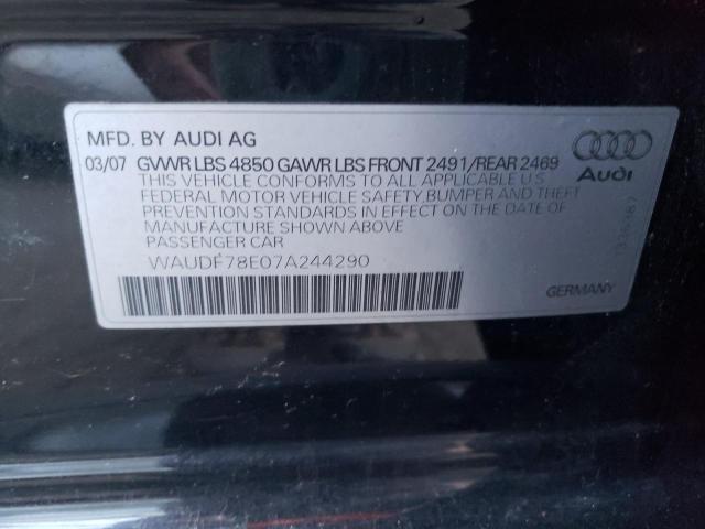 WAUDF78E07A244290 - 2007 AUDI A4 2.0T QU BLACK photo 10