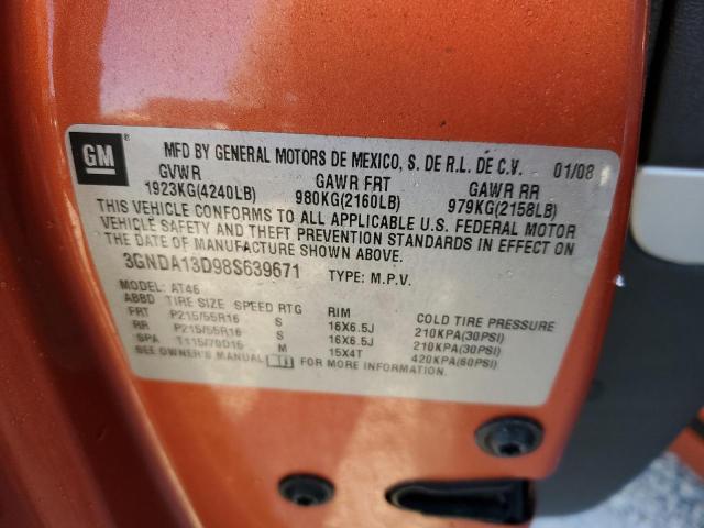 3GNDA13D98S639671 - 2008 CHEVROLET HHR LS 橙色 照片 10