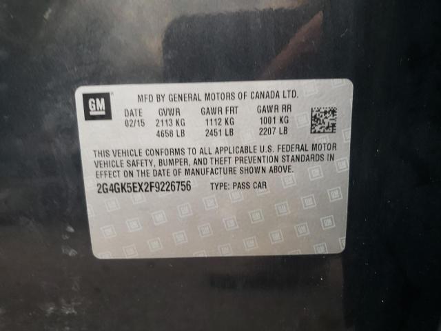 2G4GK5EX2F9226756 - 2015 BUICK REGAL GRAY photo 10