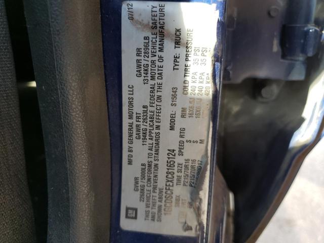 1GCDSCFEXC8165124 - 2012 CHEVROLET COLORADO L BLUE photo 10