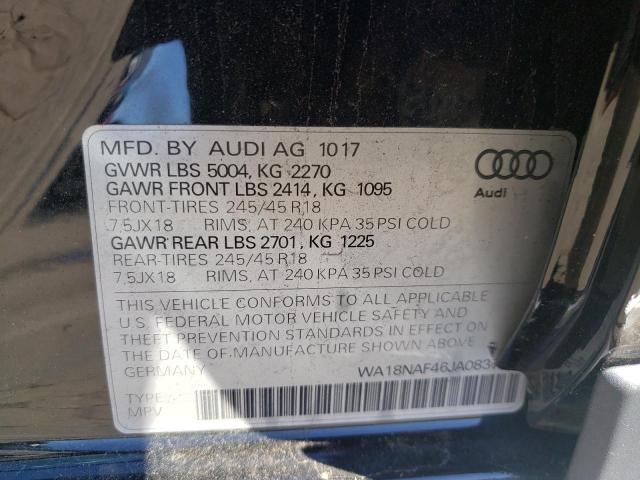 WA18NAF46JA083766 - 2018 AUDI A4 ALLROAD BLACK photo 10