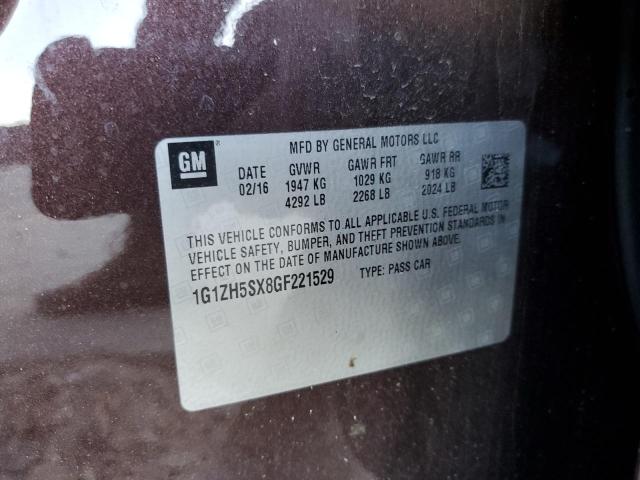 1G1ZH5SX8GF221529 - 2016 CHEVROLET MALIBU PRE BROWN photo 10