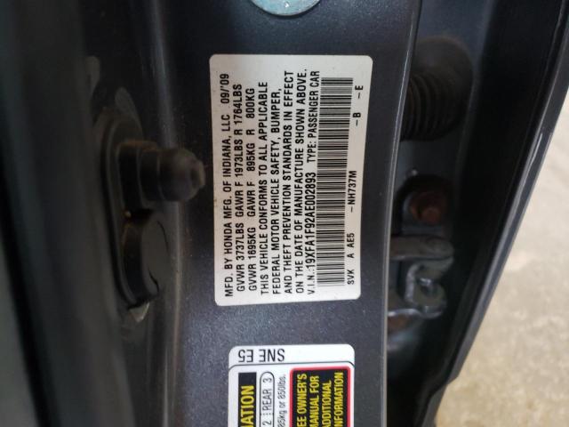 19XFA1F92AE002893 - 2010 HONDA CIVIC EXL Szary zdjęcie 10